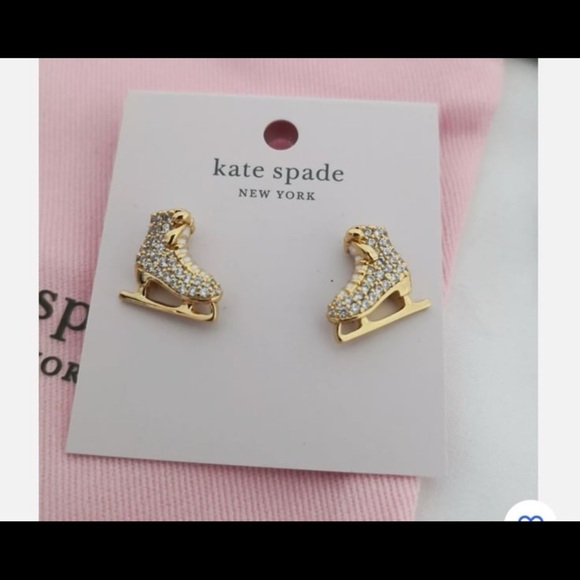 New Kate Spade Snow Day Ice Skate Stud Earrings - Picture 9 of 11